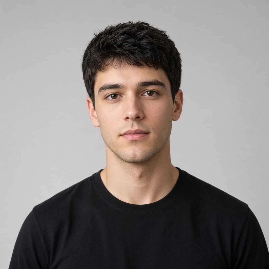 Portrait of a person in a black t-shirt